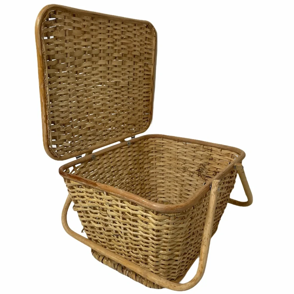 Vintage Picnic Basket Hand Woven Romantic Decor Large Hand Crafted High Quality